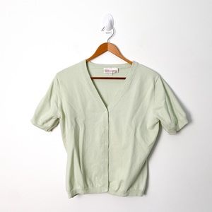 Vintage Pastel Green Short Sleeve Cotton Cardigan